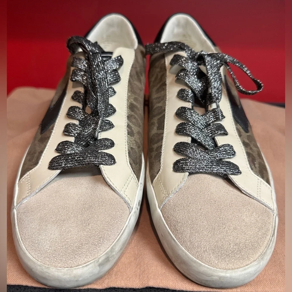 Sam Edelman Areson Leopard Print Distressed Design Sneakers Women’s Size 9.5M